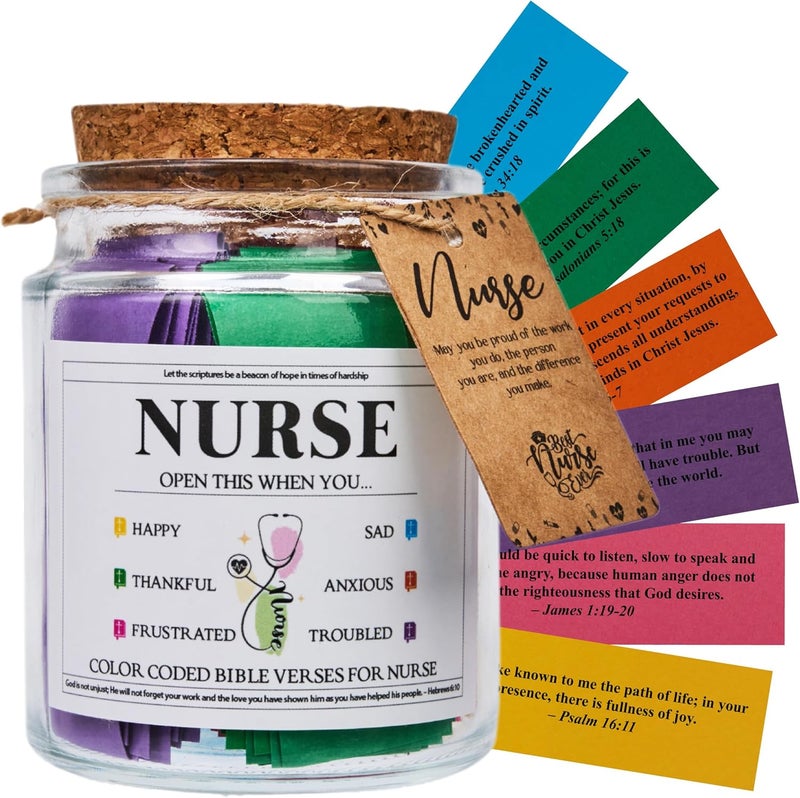DOSINY Nurse Gifts for Women, Nurse Week Gifts, Birthday, Christmas, Mothers Day Gift For LPN RN, Practitioner, Graduation, Appreciation Gift Idea, Nursing Decorative Glass Scripture Jar with 96 Bible Verses - Image 1